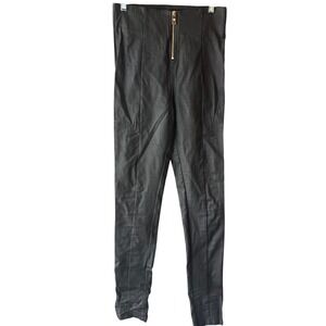 All Things Golden Coated Skinny Pants Black High Rise Front Zip Womens Medium